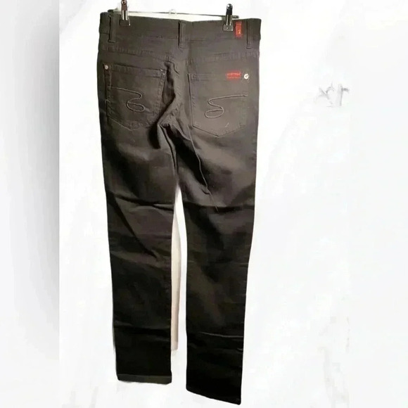 7 for all mankind casual trendy stretch blck 5 pckt denim slim straight jeans 28 - Picture 3 of 4